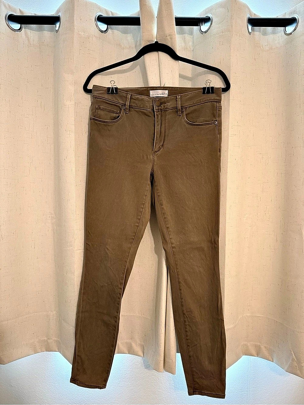 LOFT Skinny Pants Olive Green/Brown Size 6
